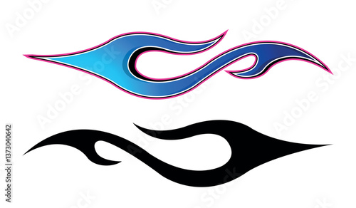 Fire flames racing electric car decal vector art graphic. Burning tire and flame sports car body side vinyl decal.