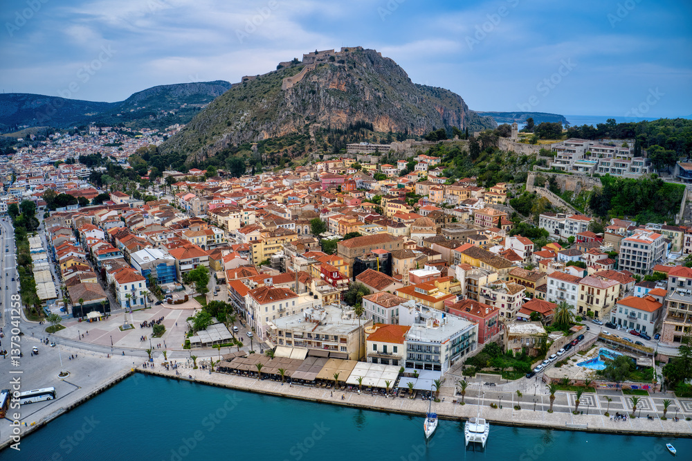 Fototapeta premium Aerial view of Nafplion town in the Peloponnese, Greece