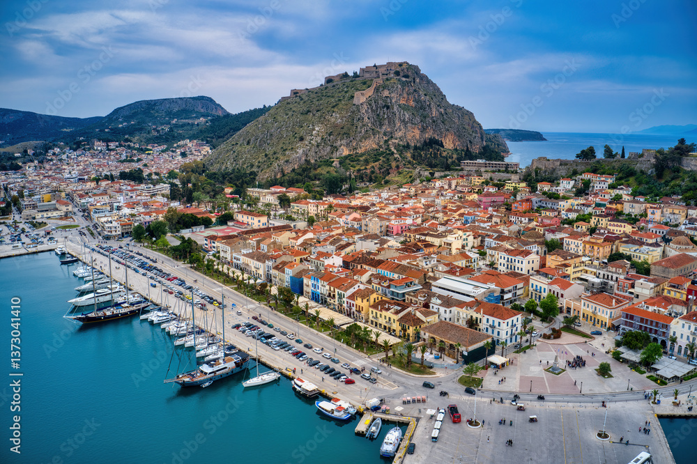 Fototapeta premium Aerial view of Nafplion town in the Peloponnese, Greece