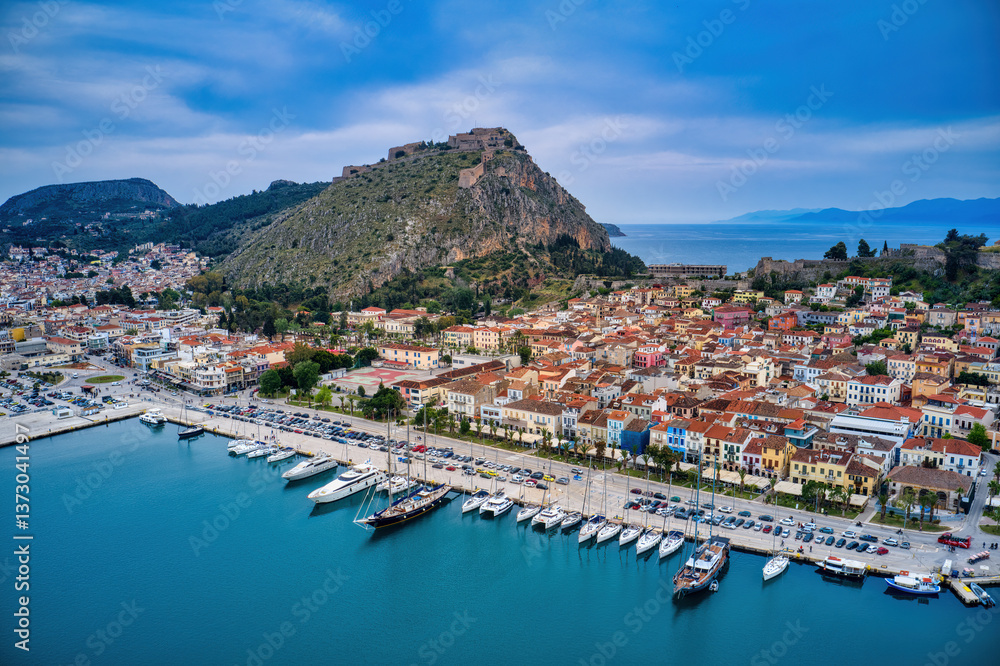 Fototapeta premium Aerial view of Nafplion town in the Peloponnese, Greece