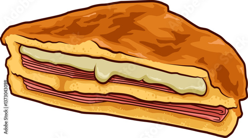 Das Monte Cristo Sandwich kombiniert Schinken, Käse und frittiertes Brot – süß, herzhaft und goldbraun überbacken.
