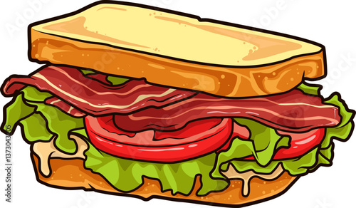 Knuspriges BLT Sandwich mit Speck, Salat und Tomaten zwischen zwei Toastscheiben – klassisch und lecker.
