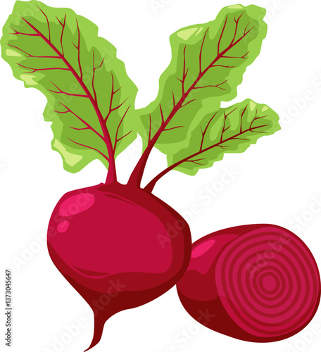 Ganze und halbierte Rote Bete mit Blättern – kräftig gefärbt, gesund und vielseitig einsetzbar.