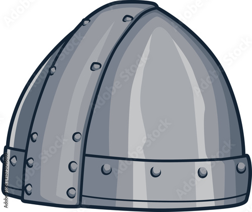 Spangenhelm mit Nieten – typischer frühmittelalterlicher Helm aus mehreren Metallteilen zusammengesetzt.