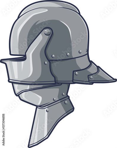 Schaller-Helm mit klappbarem Visier und Nackenschutz – typisch für Spätmittelalter und Ritterrüstungen.