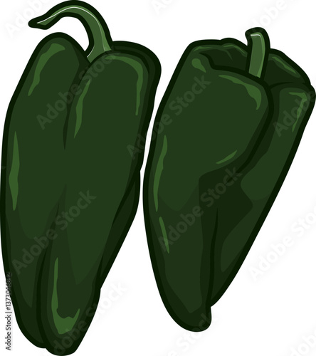 Dunkelgrüne Poblano-Chilis mit mildem Geschmack – ideal zum Füllen und für mexikanische Gerichte.