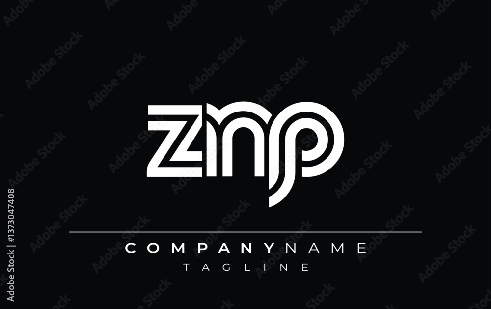 ZNP Creative Unique Modern Letter Logo Design. Stylized logo featuring a unique letter design, presenting abstract minimalist aesthetics and modern appeal ZNP Creative Unique Modern Letter Logo Design. Stylized logo featuring a unique letter design, presenting abstract minimalist aesthetics and modern appeal