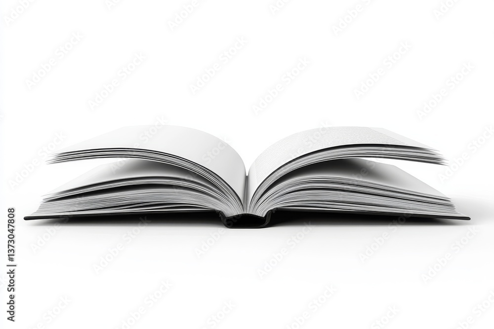 A mockup of an open softcover magazine, displayed on a transparent background A mockup of an open softcover magazine, displayed on a transparent background