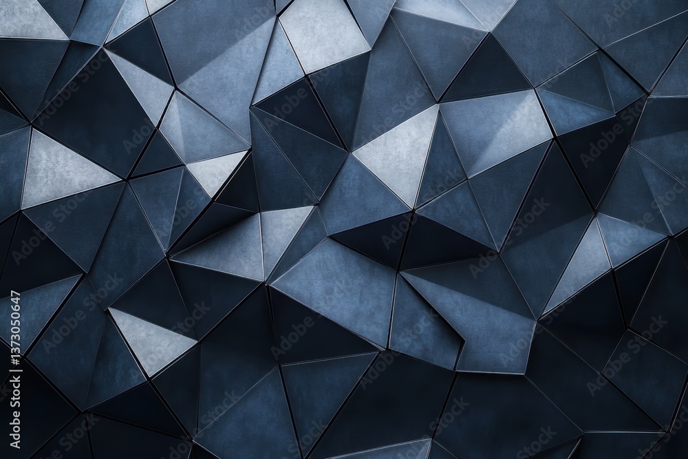 Fototapeta premium Abstract background in dark navy blue and silver featuring geometric shapes like triangles