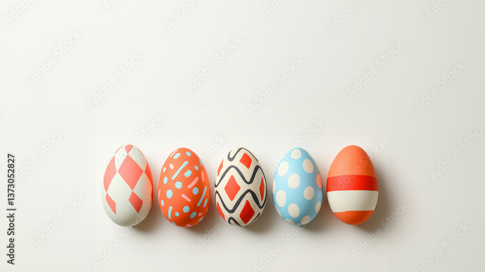 Fototapeta premium colorful easter eggs on white background with copy space for text