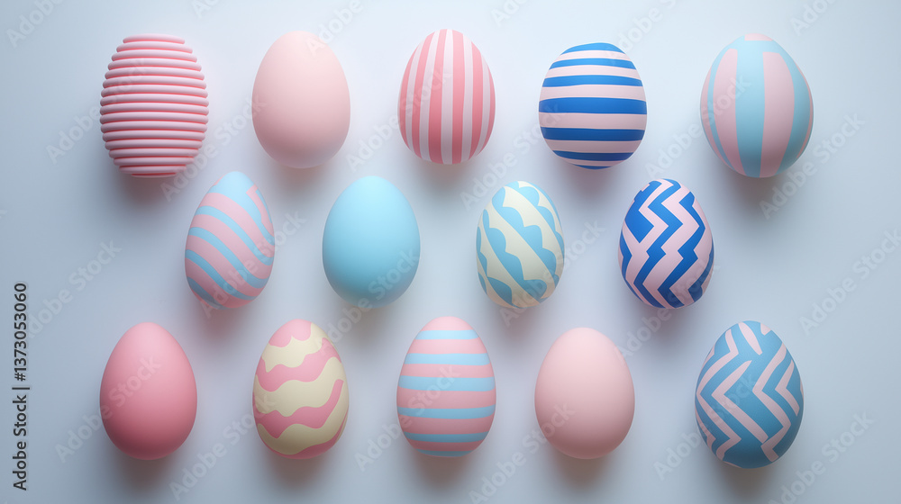 decorated easter eggs arranged on white background decorated easter eggs arranged on white background