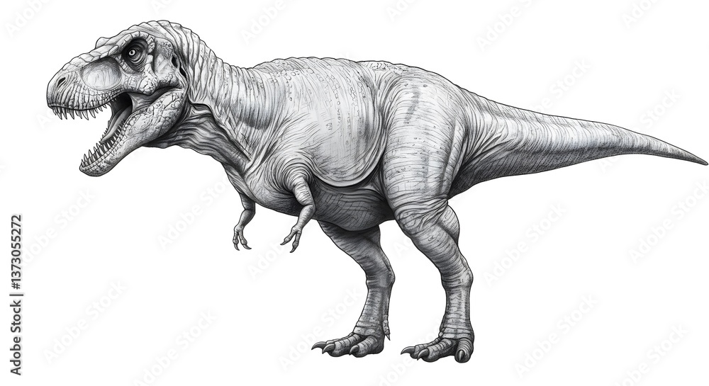 Fototapeta premium Realistic side view of a standing T-Rex