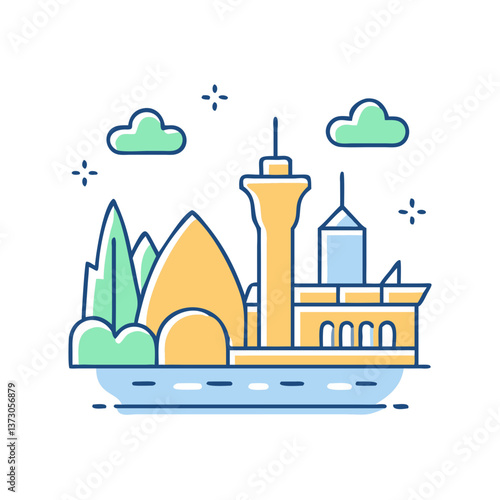 City landmarks icon for urban travel
