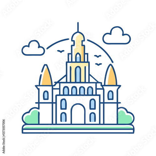 Landmark building icon for city travel
