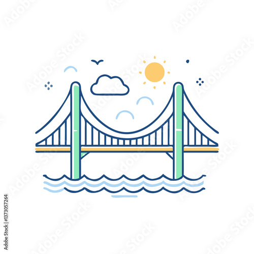 Suspension bridge icon for travel landmarks
