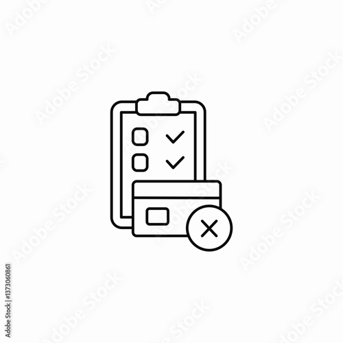 bank card checklist decline icon sign vector