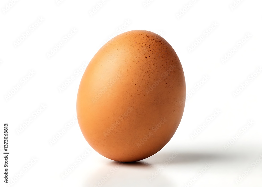 A single, perfectly formed brown egg rests on a pristine white background, showcasing its natural texture and warm, earthy tones. A single, perfectly formed brown egg rests on a pristine white background, showcasing its natural texture and warm, earthy tones.