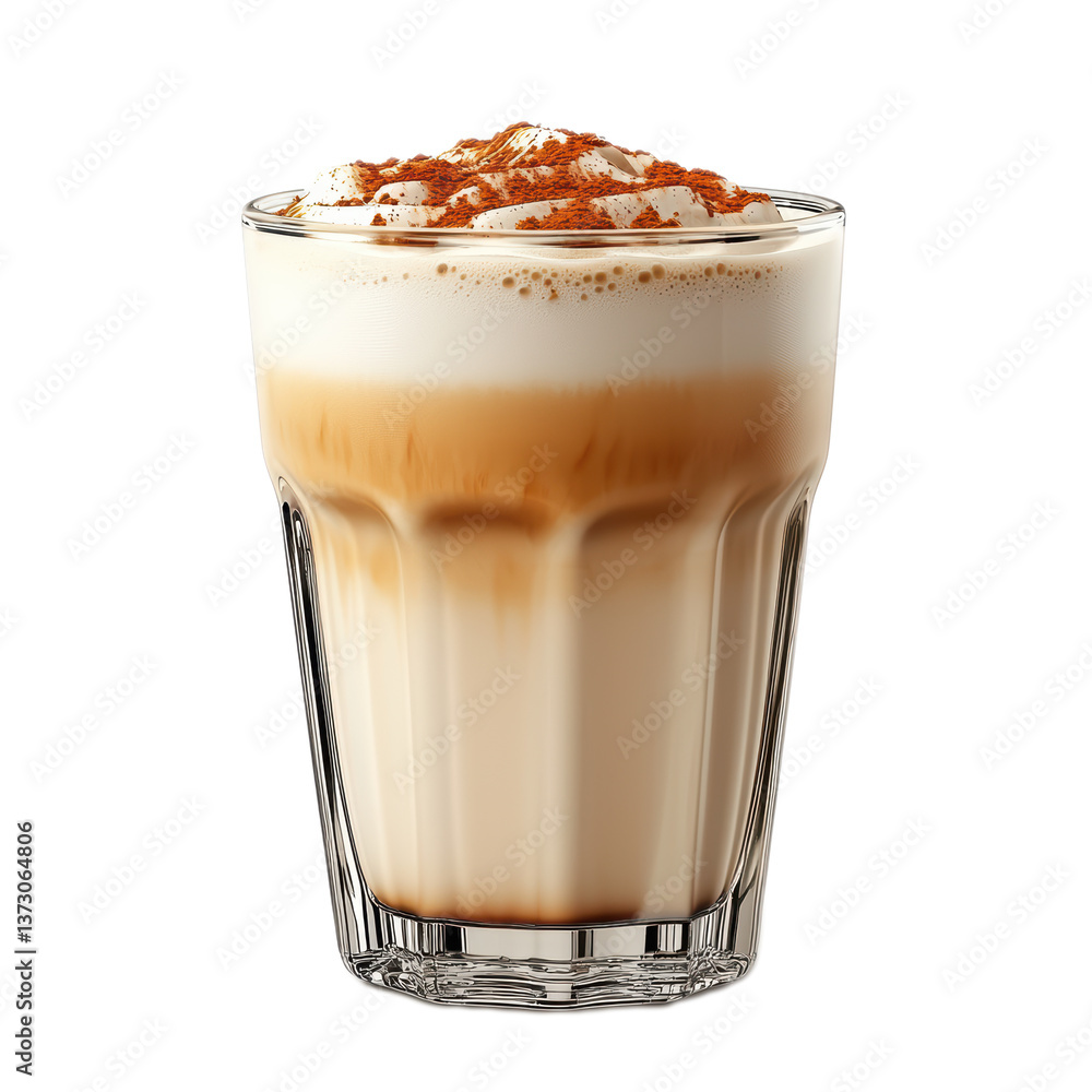 Enjoy a Delicious Creamy Latte with Toppings, beautifully presented in a Clear Glass Enjoy a Delicious Creamy Latte with Toppings, beautifully presented in a Clear Glass