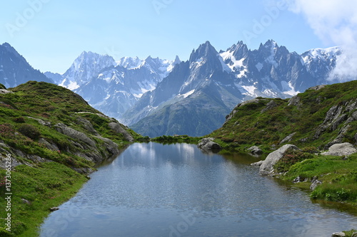 See bei La flegere mit Blick zur Mont Blanc-Gruppe