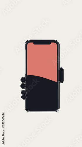 Minimalist Vector Art of Smartphone Rotation Concept with Hand Holding Device