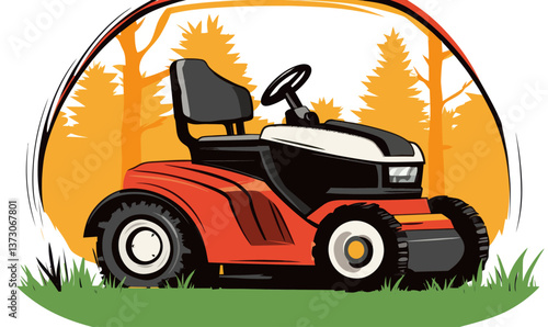 Modern Zero Turn Lawn Mower Illustration for Efficient Lawn Care Solutions