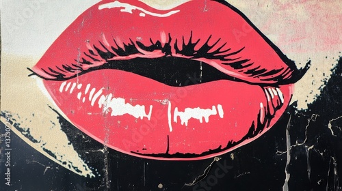 Wallpaper Mural Close-up of red lips with black and white background in Torontodigital.ca