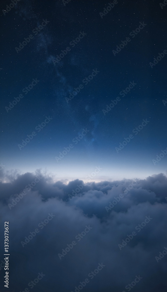 Obraz premium Starry night sky above soft clouds, cosmic serenity