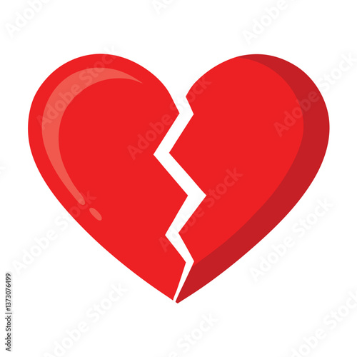 Vector illustration of red heart that has been broken into two pieces