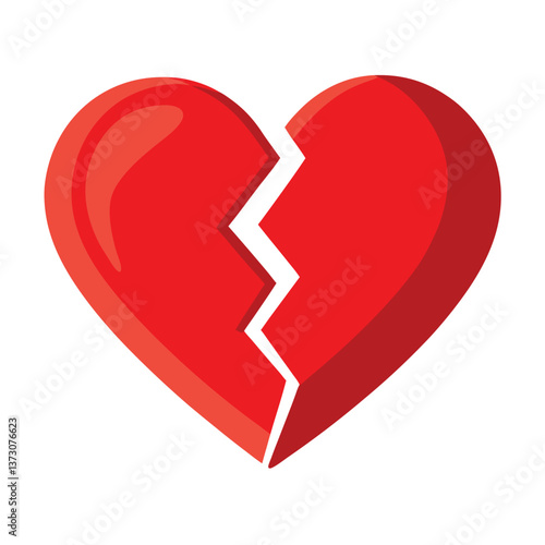 Vector illustration of red heart that has been broken into two pieces