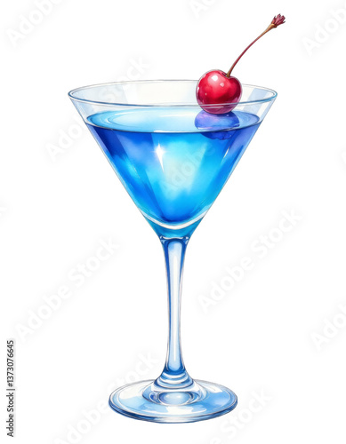 Wallpaper Mural Blue Martini (2) Cocktail Illustration Torontodigital.ca