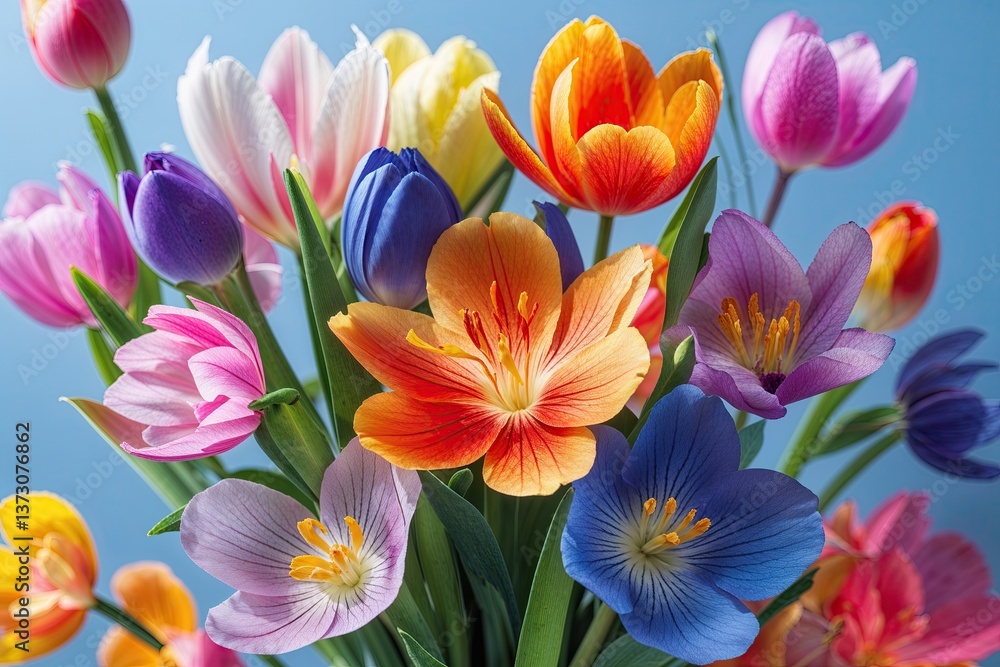 Fototapeta premium Vibrant Colorful Spring Petals in a Stunning Floral Bouquet Design