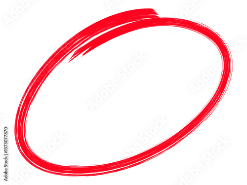 Hand drawn red circle highligter. Vector marker circle line