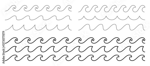 Water wave line pattern. Vector wavy ornament pattern