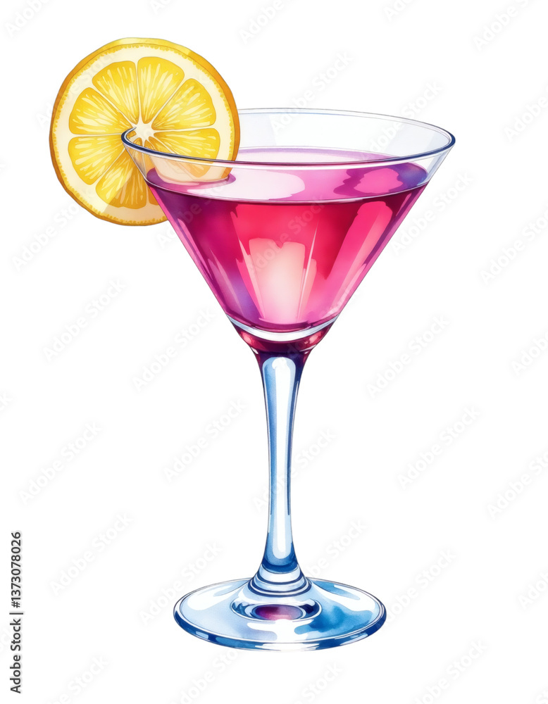 Cosmo Martini Cocktail Illustration Cosmo Martini Cocktail Illustration