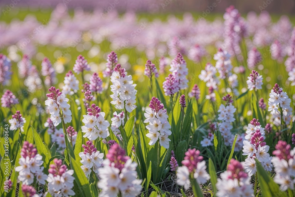 Obraz premium Vibrant Spring Flowers in a Sunny Meadow