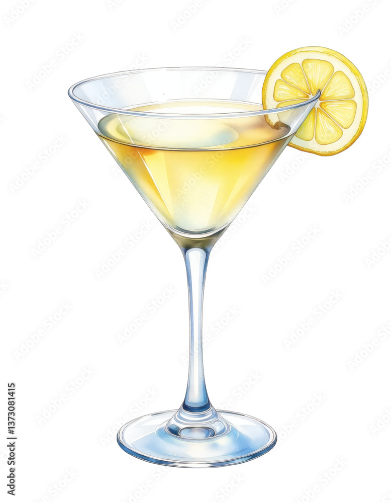 Gin Martini Cocktail Illustration Gin Martini Cocktail Illustration