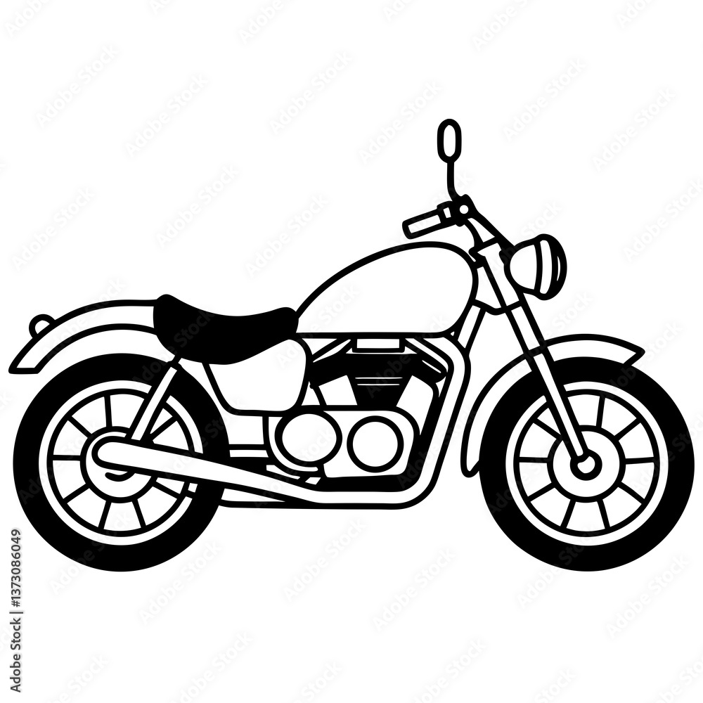 Fototapeta premium Red and Black Motorcycle Vector Illustration with Chrome Details