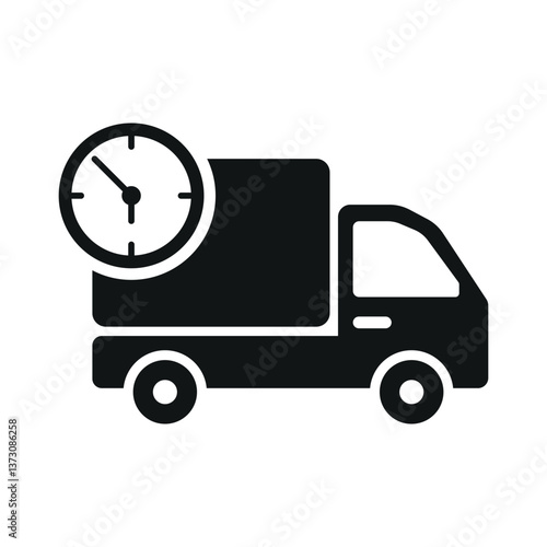 Fast moving shipping delivery truck flat vector icon