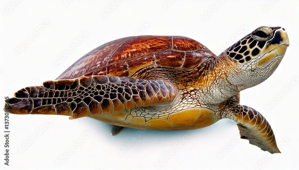 Fototapeta premium Sea turtle swimming, isolated on white
