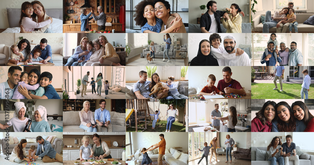 © fizkes - Collage of multicultural families, including different ethnicities and age groups, enjoy communication, harmonic relations, hugging, share happy priceless moments together. Bonding, love, togetherness © fizkes - Collage of multicultural families, including different ethnicities and age groups, enjoy communication, harmonic relations, hugging, share happy priceless moments together. Bonding, love, togetherness