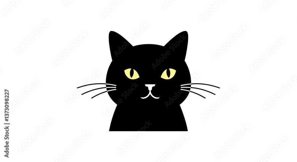 A charming black cat with bright yellow eyes peers playfully from a minimalist white background, its simple silhouette conveying quiet curiosity and gentle charm. A charming black cat with bright yellow eyes peers playfully from a minimalist white background, its simple silhouette conveying quiet curiosity and gentle charm.
