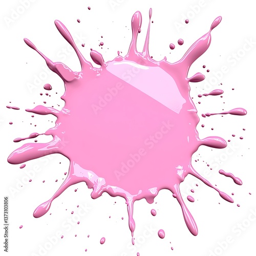 A vibrant pink paint splash isolated on a white background
