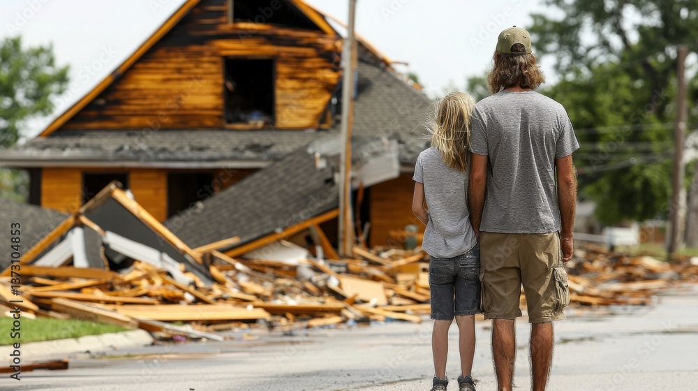 Devastating natural disaster affects community residential area photo urban environment emotional viewpoint loss and resilience Devastating natural disaster affects community residential area photo urban environment emotional viewpoint loss and resilience