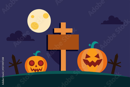 halloween background with pumpkin and bats
