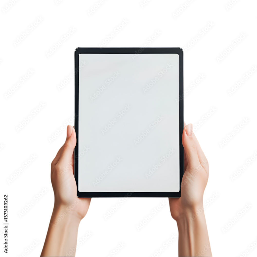 Hands holding a tablet with blank screen digital device technology modern gadget Hands holding a tablet with blank screen digital device technology modern gadget