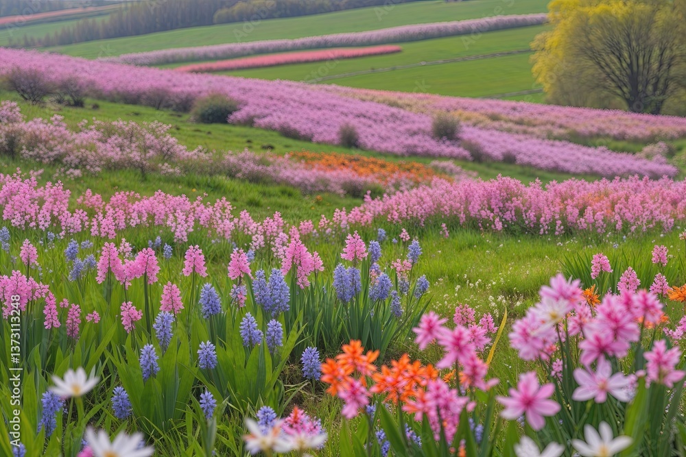 Fototapeta premium Vibrant Blossoms in Spring Countryside Meadows