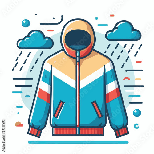 windbreaker, garment, clothing, design, fashion, zipper, wear, jacket, apparel, hood, sportswear, coat, isolated, style, hoodie, template, back, clothes, mockup, white, illustration, sketch, front, ac