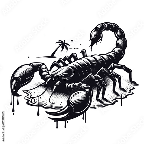 Ilustração de escorpião em gráficos vetoriais, logotipo no estilo EPS10 sobre fundo branco, perfeito para branding com um acento poderoso, misterioso e ousado