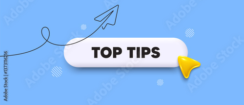 Top tips search bar. Share plane line icon. Top tips. Help assistance sign. Quiz quick tips symbol. Search button with 3d cursor. Vector