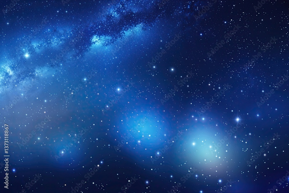 Fototapeta premium Celestial Night Sky Blur Background with Deep Blue Stars and Shimmering Gradient